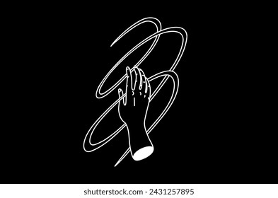 Neon, hand, spiral, doodle vector image