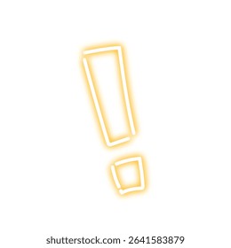 Neon Hand-Drawn Exclamation Mark Icon – Glowing Yellow Symbol of Surprise and Attention