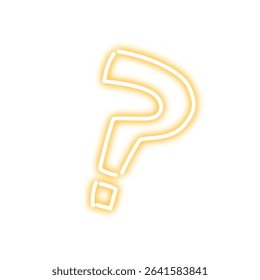 Neon Hand-Drawn Question Mark Icon – Glowing Yellow Symbol for Doubt, Curiosity, or Inquiry