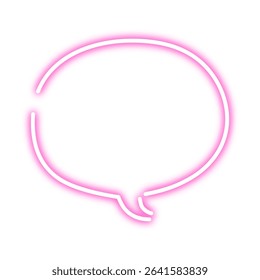 Neon Hand-Drawn Speech Bubble Icon – Glowing Pink Outline for Dialogue, Comment, or Message