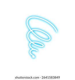 Neon Hand-Drawn Swirl Icon – Glowing Blue Confusion and Dizziness Symbol