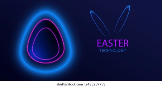 Neon Happy Easter Eggs Vektor Hintergrund. Technology Holiday Illustration. 