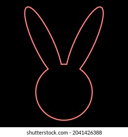 Neon hare or rabbit head red color vector illustration flat style image