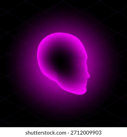 Neon Head Profile with Glowing Effect