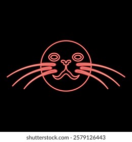 Neon head of seal red color vector illustration image flat style