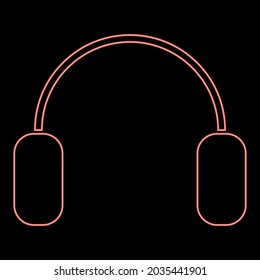 Imagen de estilo plano de ilustración vectorial de color rojo neón auricular