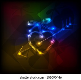 Neon heart arrow