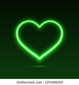 Neon heart. Bright neon light. Empty template. Valentines Day. Womens Day. Vector eps10