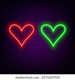 Neon heart colorful vector illustration.