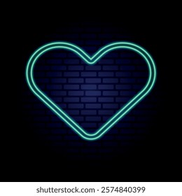 neon heart for design and decoration on brick wall love glowing logo heart shaped light vector