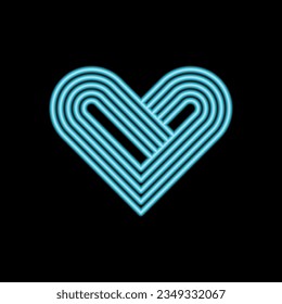 Neon Heart. Fünf Linien auf schwarzem Hintergrund. Vektorgrafik