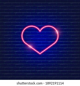 Neon heart icon. Vector illustration of love concept. Holiday sign for valentine's day greeting card.