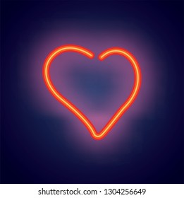 neon heart on blue background