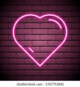Neon heart on the brick wall, vector Eps 10 illustration