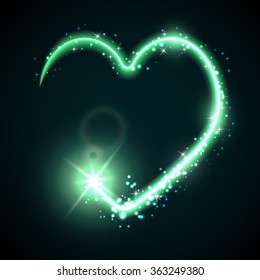 Neon heart on the dark