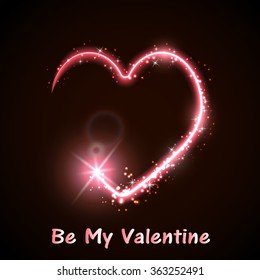 Neon heart on the dark background pink and red