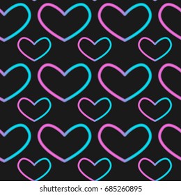 neon heart pattern vector
