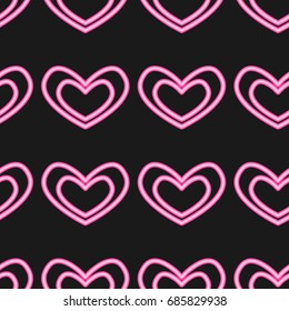 neon heart pattern vector