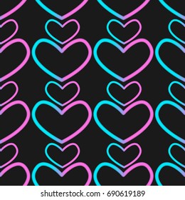 Neon Heart Pattern Vector Stock Vector (Royalty Free) 690619189 ...