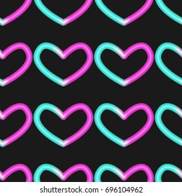 neon heart pattern vector

