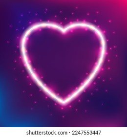Neon heart shape. Vector illustration of realistic mockup, template for design. Vector illustration on a neon background.
