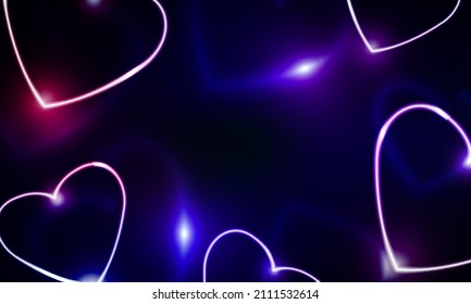 Neon heart sign or frame. Happy Valentine neon lights vector design