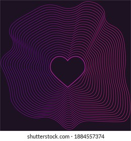 Señal de corazón de Neon.  ilustración de vector de luz. Concepto de tarjeta de invitación para San Valentín. Ilustración vectorial.