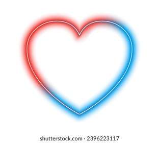 Neon heart sign, heart like lovely romance, heart sign red blue - stock vector