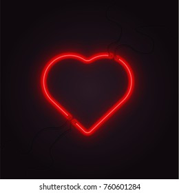 Neon Heart Vector Glowing Lamp Valentine Romance Sign