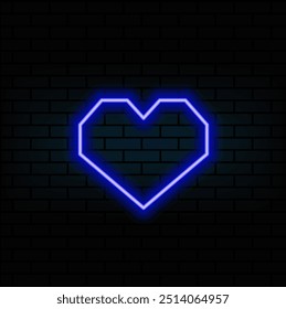 Neon coração ilustração vetor cor roxa e rosa banner, design para cartão Dia dos Namorados.