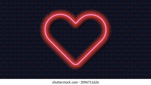 Neon heart vector on dark transparent background. Glowing frame. for shop, banner, promotion, cafe, restaurant, poster party. Bright signboard. 10 eps