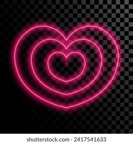 Neon hearts abstract sign, isolated, vector illustration.