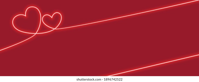 neon hearts banner design with text space