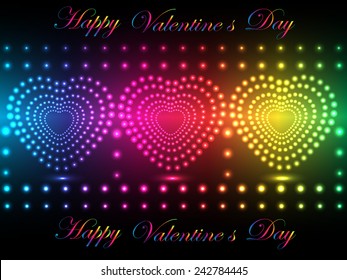 Neon hearts in Valentine's day.Vector