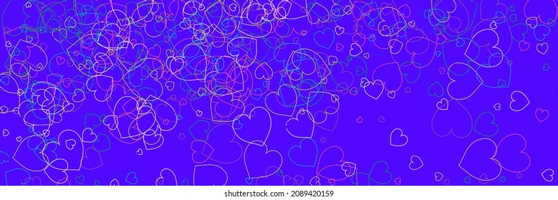Neon Hearts White Ornamental Fabrics. Green Multicolor Transparent Confetti Party Print. Rainbow Blue Red Pink Love Modern Design. Colorful Vector Bright Purple Violet Simple Romantic Pic.