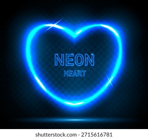 Marco de neón en forma de corazón. Fondo Abstractas con espacio para texto. Un corazón brillante para tarjetas de vacaciones, Anuncios, invitaciones. Ilustración vectorial.