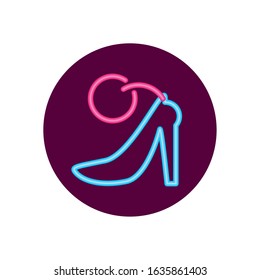 Neon heel with label design of Shopping commerce market store shop retail buy paying banking and consumerism theme Vector illustration