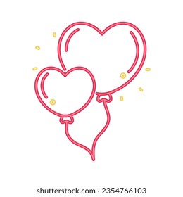 neon helium heart balloons vector isolated