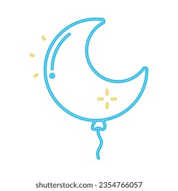 vector de globo de luna de neón helio aislado