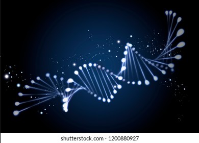 Neon helix structure design element on dark blue background