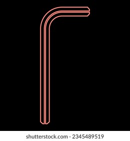 Neon hex key hex key wrench tool fixing concept red color vector illustration image flat style