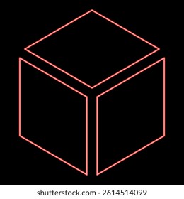 Neon hexagedron Sacred geometry symbol red color vector illustration image flat style light