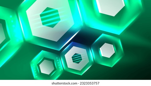 Fondo del hexágono neón. Diseño de alta tecnología para papel tapiz, banner, fondo, página de inicio, arte mural, invitación, impresiones, afiches