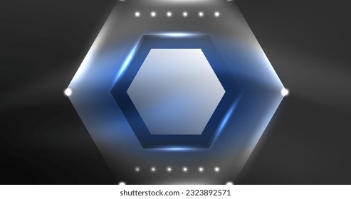 Fondo del hexágono neón. Diseño de alta tecnología para papel tapiz, banner, fondo, página de inicio, arte mural, invitación, impresiones, afiches