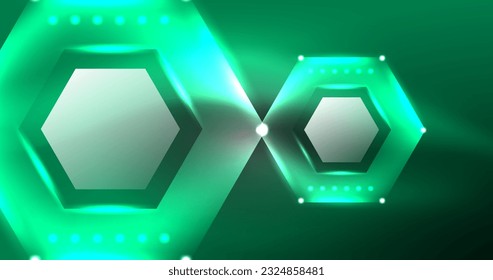 Fondo del hexágono neón. Diseño de alta tecnología para papel tapiz, banner, fondo, página de inicio, arte mural, invitación, impresiones, afiches