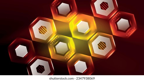 Neon hexagon background. Hi-tech design for wallpaper, banner, background, landing page, wall art, invitation, prints, posters
