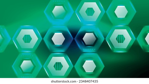 Neon hexagon background. Hi-tech design for wallpaper, banner, background, landing page, wall art, invitation, prints, posters