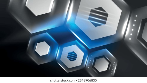 Neon hexagon background. Hi-tech design for wallpaper, banner, background, landing page, wall art, invitation, prints, posters