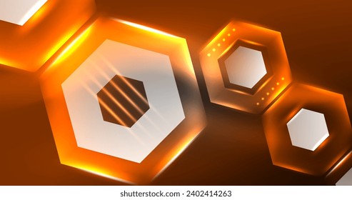 Neon hexagon background. Hi-tech design for wallpaper, banner, background, landing page, wall art, invitation, prints, posters