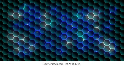 Neon Hexagon Honeycomb Tecnologia Futurista Plano de Fundo.